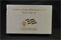 AMERICAN EAGLE 20TH ANNIVERSARY SILVER COIN SET