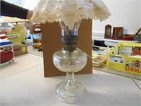 Electric Converted Glass Oil Lamp with Shade