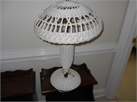 Large White Wicker Lamp with Shade