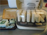 Woman' Curler Set, Electric Razor and Box of Misc.