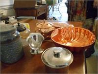 7 Items of Tin, Copper, and Glass Pieces
