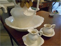 Set of Cream White Arnels Bowls and Pitchers