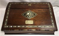 Mother Of Pearl Inlaid Lap Desk, Dated 1885