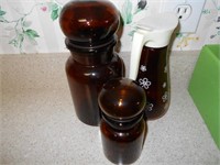 3 Piece Brown Glass Set