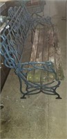 Wrought Iron Park Bench With Wood Slat Seat & Back