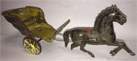 Early Horse And Wagon Tin Toy