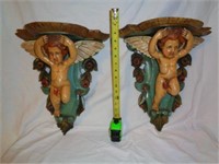 Pair of Wooden Painted Shelves