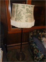 Metal Floor Lamp with Patterned Fringed Shade