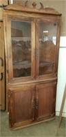 Corner China Cabinet (Needs Crown Re-Attached)