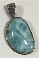 Sterling Silver Pendant With Blue Stone