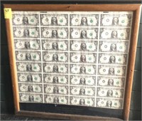 32 ONE DOLLAR BILLS IN FRAME