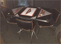 HARLEY DAVIDSON DROPLEAF TABLE WITH 3 CHAIRS
