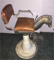 KIDS BARBER CHAIR WITH CAST IRON HORSE HEAD