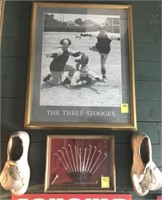 THE THREE STOOGES BASEBALL POSTER IN FRAME,