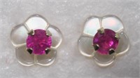 10KT Gold Ruby with Mother of Pearl Earrings JC