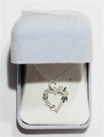 Sterling Silver Heart Shaped Pendant Necklace JC