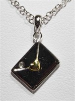 Sterling Silver Diamond Pendant Necklace JC