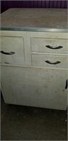 Vintage Wood Cabinet Base 3 Drawers, 1 Door