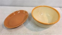 Sunny Orange Rimmed Bowl & Platter V6C
