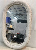White Wicker Oval Mirror V