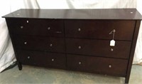 Nice Footed 6 Drawer Dresser With Silver Knobs V
