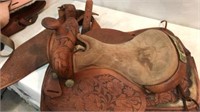 Ornate Carved And Tooled Leather Saddle V6B