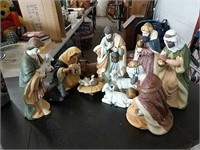 11 Pc. Nativity Set, Bears and Pup in Rocker