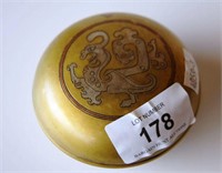 Chinese brass lidded ink box,