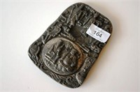 Chinese cast white metal scholar's ink stone,