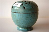 Unusual Chinese turquoise glazed lidded censer,
