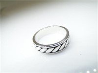 925 Silver Twisted Rope Accented Men's Ring