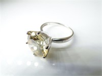 925 Silver & Yellow CZ Gemstone Ring