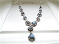 925 Silver & Iridescent Blue Moonstone Necklace