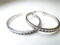 925 Silver & CZ Hoops Earrings