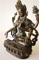 Cast bronze seated 6-armed Buddha