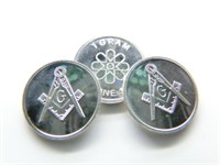(3) 1g Masonic Silver Rounds .999 Fine