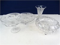 Crystal Cakeplate, Footed Bowl, Compote and Vase