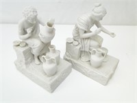 Pair of White Bisque Grecian Potter Figurines