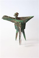 Bronze tripod libation cup, archaic style,