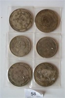 Set of 6 large Chinese coins,