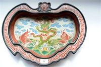 Large Unusual Chinese wucai 'Dragon' basin,