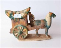 Sancai pottery figure of a horse carriage with