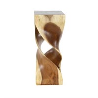 Suar Brown Marbled Wood Side Table