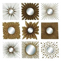 Metal Wood Mirror Decor (Set of 9), 23" by 23"