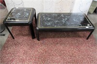 463- BLACK COFFEE TABLE AND END TABLE