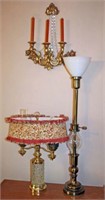 Pressed Glass & Metal Oil Lamp Style