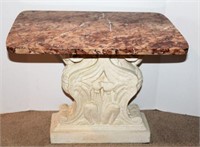 Cast Ceramic Side Table with Marble Top