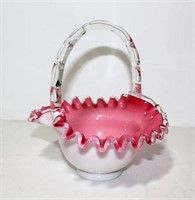 Fenton Style Glass Ruffled Bowl with