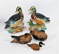 Four Ceramic Ducks and Small Goose