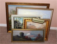 Five Framed Oil Paintings